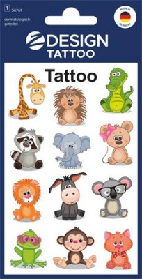 Matrica, tetoválás, 1 ív, 76x120 mm, AVERY ZWECKFORM, "Z-Design No.56761", állatok